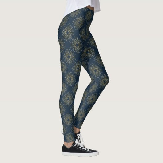 Art Deco Alabere | Middenblauwe Medaillon Leggings (Rechts)