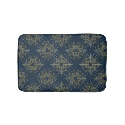 Art Deco Alabere | Middernachtblauwe Medaillon Badmat (Voorkant)