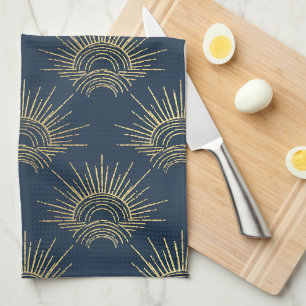 Art Deco Alabere Midnight Blue Kroonboog Theedoek