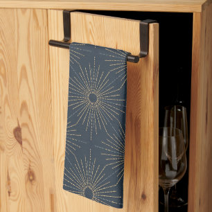 Art Deco Alabere Midnight Blue Sterrenexplosie Theedoek