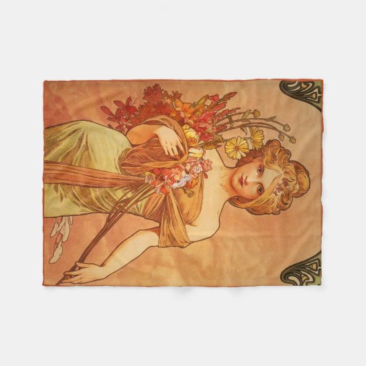 Art Deco, Alphonse Mucha,  kunst Fleece Deken (Voorkant (Horizontaal))