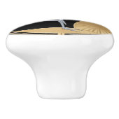 Art Deco Amerikaanse Avocet Vogel Zwart Wit Goud Keramische Knop (Zijkant)