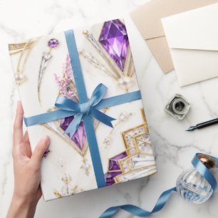 Art Deco Amethyst Sierlijke Kerst Inpakpapier
