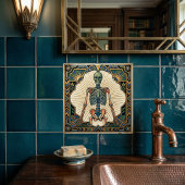 Art Deco Anatomical Human Skeleton Bones Tegeltje