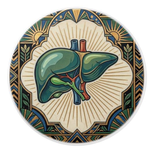 Art Deco Anatomische Lever Keramische Knop (Voorkant)
