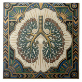 Art Deco Anatomische Longen Longziekten Tegeltje (Voorkant)