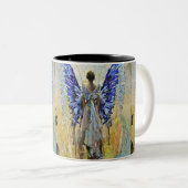 art deco angel tweekleurige koffiemok (Voorkant rechts)