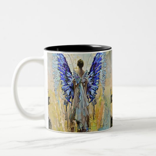 art deco angel tweekleurige koffiemok (Links)