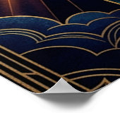 Art Deco Angelic Feather Tree Gold & Midnight Post Poster (Hoek)