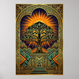 Art Deco Antiek Filmrol Monument Goud Poster