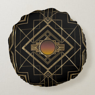 Art Deco Antiek Gold Rond Kussen