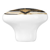 Art Deco Antiek Schip Zwart Wit Goud Nautisch Keramische Knop (Zijkant)