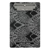 Art Deco Antraciet  Pauw Patroon Mini Klembord (Voorkant)