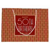 Art Deco Any Age Birthday Name Red Gold Elegant Groot Cadeauzakje (Achterkant)