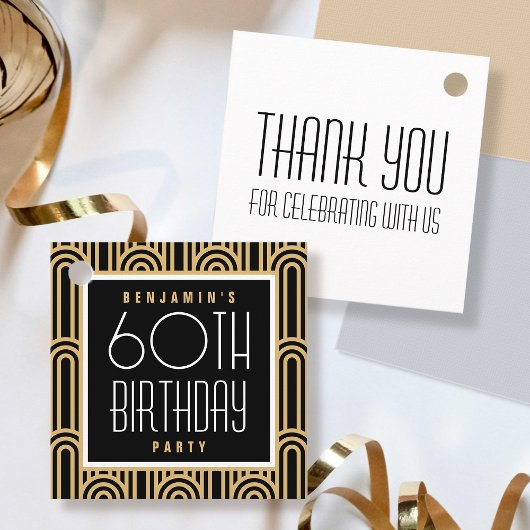 Art Deco Any Age Birthday Party Thank You Black Bedankjes Labels
