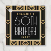 Art Deco Any Age Birthday Party Thank You Black Bedankjes Labels (Voorkant)