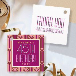 Art Deco Any Age Birthday Party Thank You Pink Bedankjes Labels
