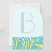 Art Deco Aqua Citrus Gele Swirl Kaart (Achterkant)