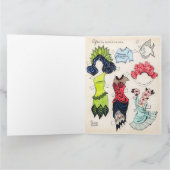 Art Deco Aqua Mermaid Paper Victoriaans kleding vo Kaart (Binnen)