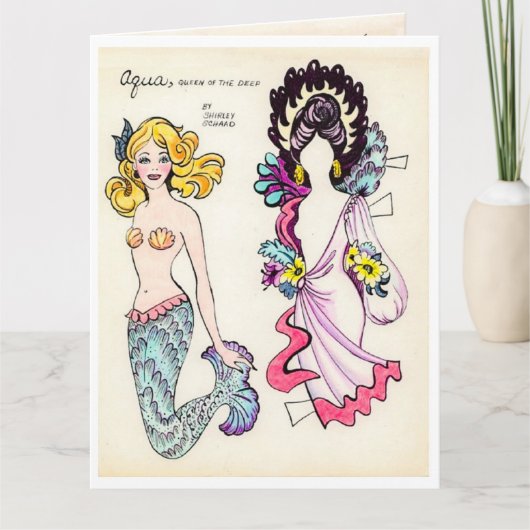 Art Deco Aqua Mermaid Paper Victoriaans kleding vo Kaart (Voorkant)