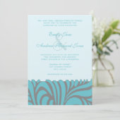 Art Deco Aqua wervelt bruiloft uitnodiging (Staand voorkant)