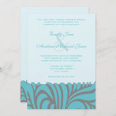 Art Deco Aqua wervelt bruiloft uitnodiging (Voorkant / Achterkant)