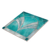 Art Deco Aquamarijn & Parel Tegeltje (Zijkant)