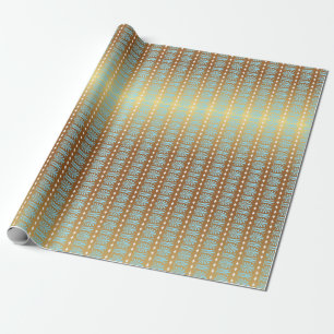 Art Deco Aquamarine Blue en Gold Stripes Cadeaupapier