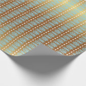 Art Deco Aquamarine Blue en Gold Stripes Cadeaupapier (Hoek)