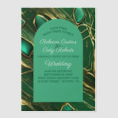 Art Deco Arch Dark Emerald Green Wedding Vellum Uitnodigingen (Voorkant)