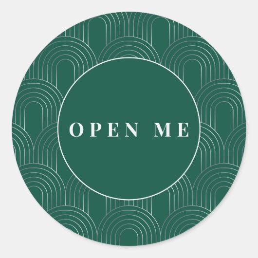 Art Deco Arches | Elegant "Open Me" Ronde Sticker (Voorkant)
