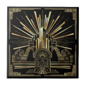 Art Deco architecturale geometrische patroon #7 ID Tegeltje (Voorkant)