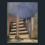 Art Deco Architecture, Building in NYC Poster<br><div class="desc">illustratiekunst deco architecturaal afbeelding van de gevel voor het voorgestelde Max Reinhardt Theater-gebouw in New York City.</div>