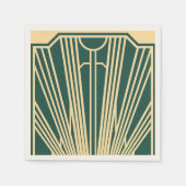 Art Deco Art Nouveau Gestreept Goudkleurig Groen Servet (Voorkant)