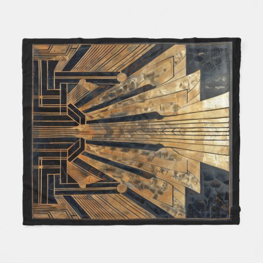 Art Deco Art Nouveau Goud Zwart Elegant Fleece Deken (Voorkant (Horizontaal))