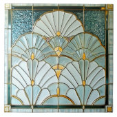 Art Deco Art Nouveau Green Gold Elegant Pretty Tegeltje (Voorkant)