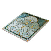 Art Deco Art Nouveau Green Gold Elegant Pretty Tegeltje (Zijkant)