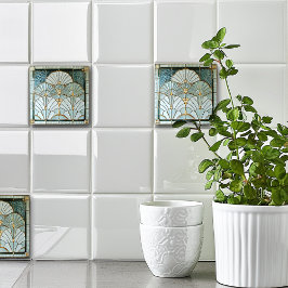 Art Deco Art Nouveau Green Gold Elegant Pretty Tegeltje