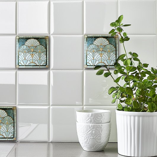 Art Deco Art Nouveau Green Gold Elegant Pretty Tegeltje