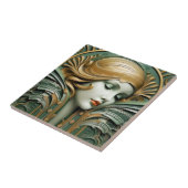  Art Deco Art Nouveau Green Gold Tegeltje (Zijkant)