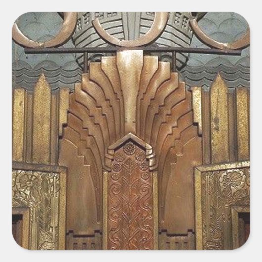 art deco, art nouveau, , origineel, lift, vierkante sticker (Voorkant)