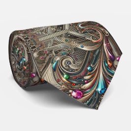 Art Deco Art Nouveau Rainbow Circuit Board Necktie Stropdas