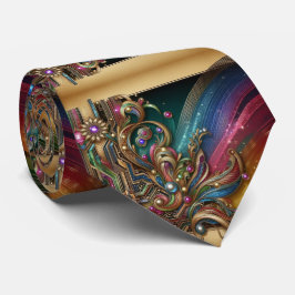 Art Deco Art Nouveau Rainbow Circuit Board Necktie Stropdas