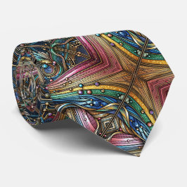 Art Deco Art Nouveau Rainbow Circuit Board Necktie Stropdas