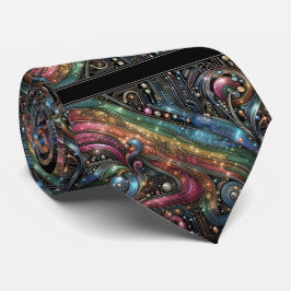 Art Deco Art Nouveau Rainbow Circuit Board Necktie Stropdas