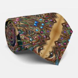 Art Deco Art Nouveau Rainbow Circuit Board Necktie Stropdas