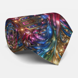 Art Deco Art Nouveau Rainbow Circuit Board Necktie Stropdas