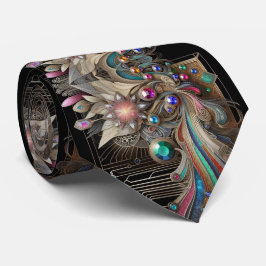 Art Deco Art Nouveau Rainbow Circuit Board Necktie Stropdas