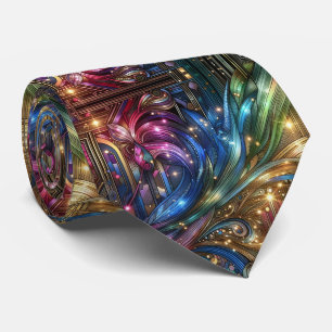 Art Deco Art Nouveau Regenboog Print Circuit Board Stropdas