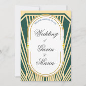 Art Deco Art Nouveau Striped Gold Tone Modern Kaart (Voorkant)